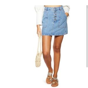 New !! Topshop blue denim,bottom mini skirt .